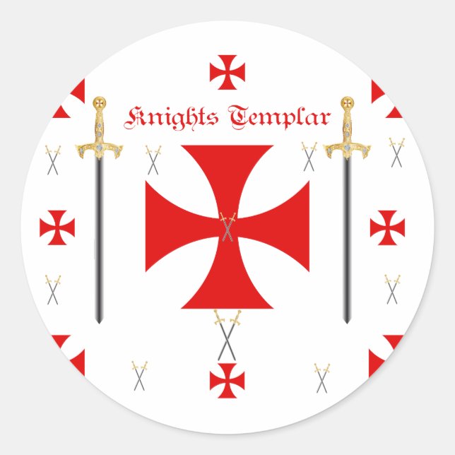 Knights Templar Runder Aufkleber (Vorderseite)