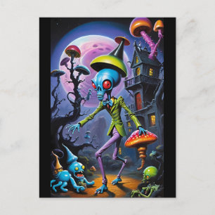 Knirps in Shroom Town Fantasy Postkarte