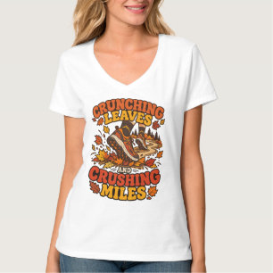 Knisternde Blätter und kilometerfressendes Herbst- T-Shirt