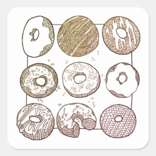 KNIT DONUTS Petits Stickers Carrés