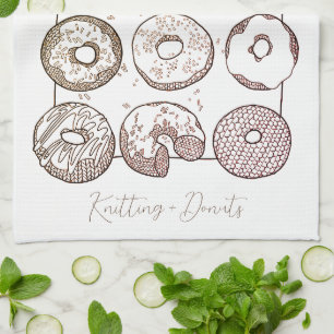 KNIT DOZEN DONUTS Serviette de cuisine + Texte