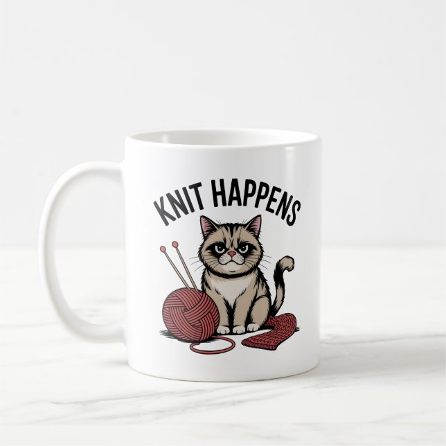 Knit Happens – Funny Gift for Knitters & Yarn love Kaffeetasse (Links)