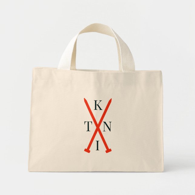 KNIT knitter's project bag small tote Mini Stoffbeutel (Vorne)