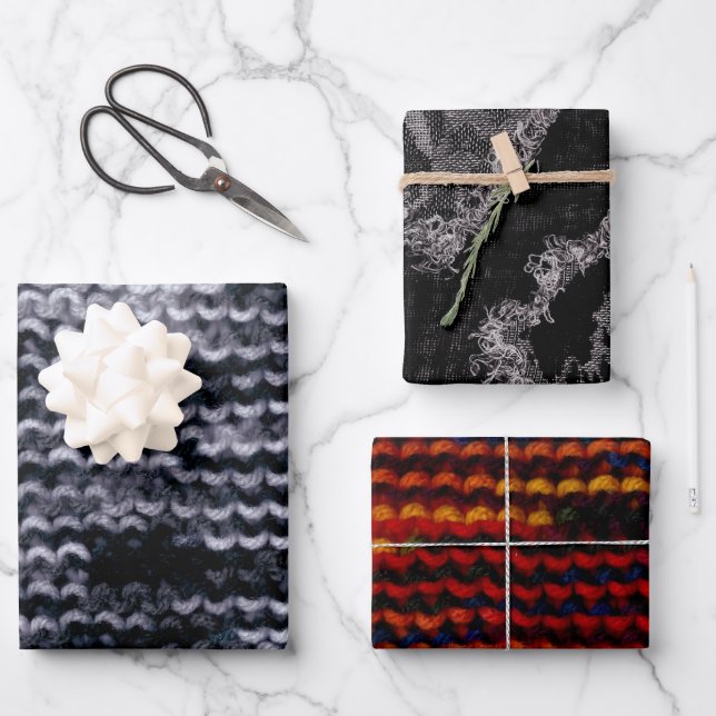 Knit noir, blanc et rouge Papier d'emballage (Recto)