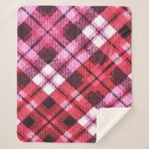 Knit Plaid Tartan Check Pink White Wine Motif