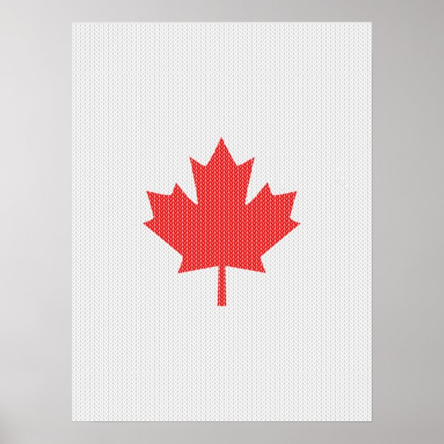 Knit Style Maple Leaf Knitting Motif Poster (Vorne)