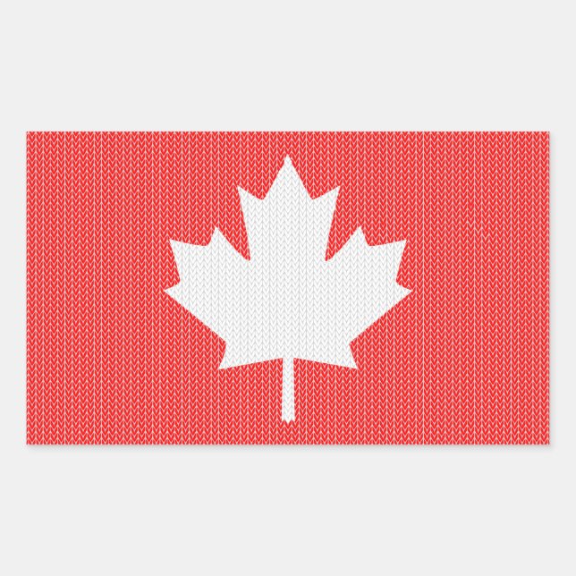 Knit Style Maple Leaf Knitting Motif Rechteckiger Aufkleber (Vorderseite)