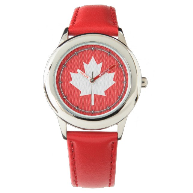 Knit Style Maple Leaf Knitting Motiv Armbanduhr (Vorderseite)