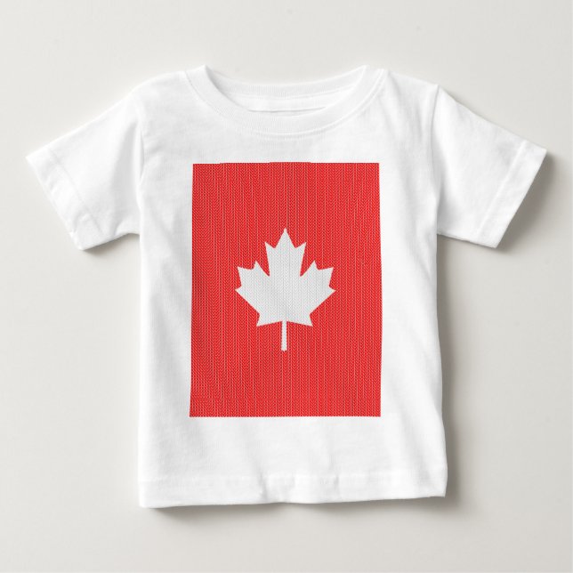 Knit Style Maple Leaf Knitting Motiv Baby T-shirt (Vorderseite)