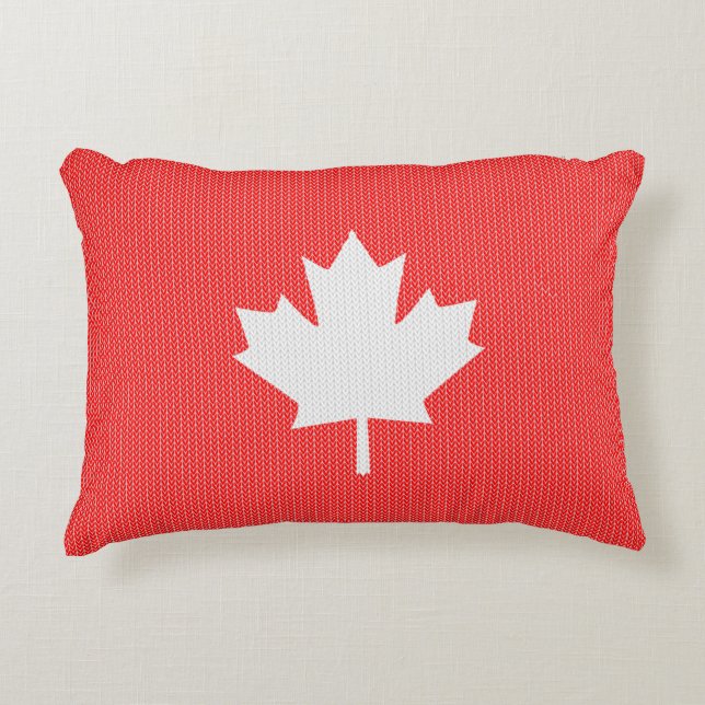 Knit Style Maple Leaf Knitting Motiv Dekokissen (Vorderseite)