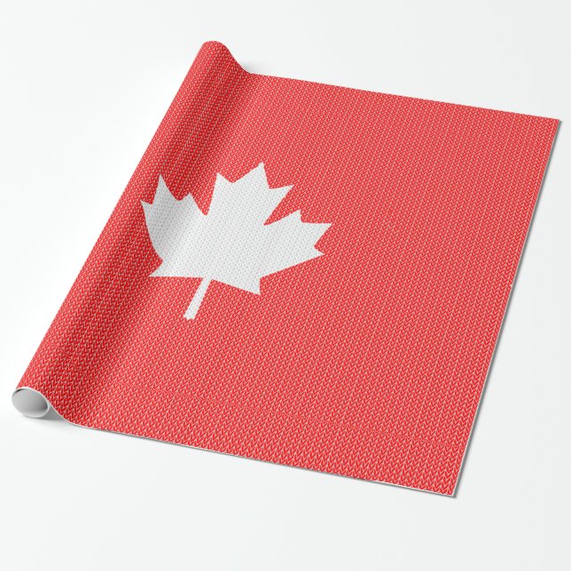 Knit Style Maple Leaf Knitting Motiv Geschenkpapier (Ungerollt)