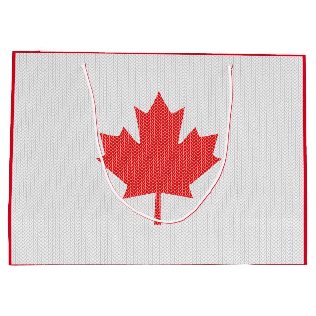 Knit Style Maple Leaf Knitting Motiv Große Geschenktüte (Rückseite)