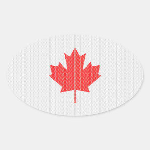 Knit Style Maple Leaf Knitting Motiv Ovaler Aufkleber