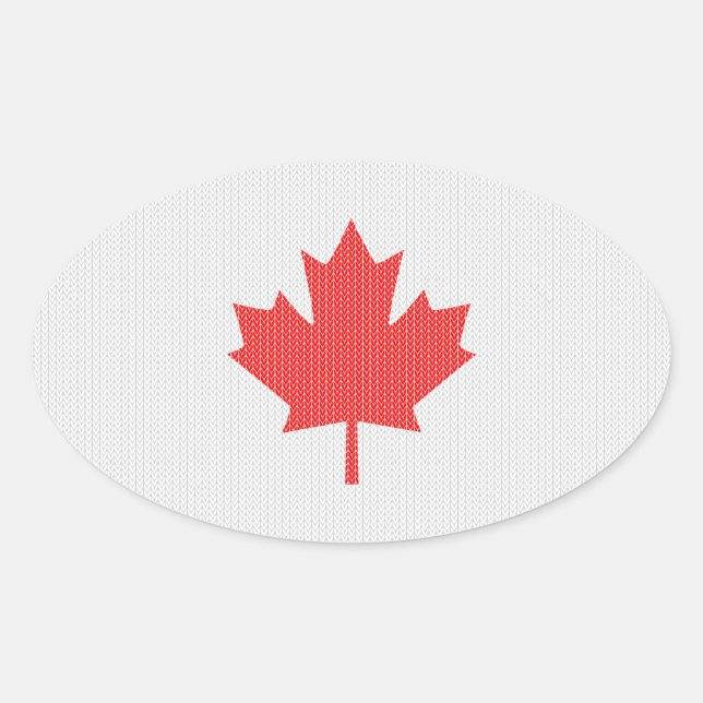 Knit Style Maple Leaf Knitting Motiv Ovaler Aufkleber (Vorderseite)
