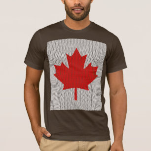 Knit Style Maple Leaf Knitting Motiv T-Shirt