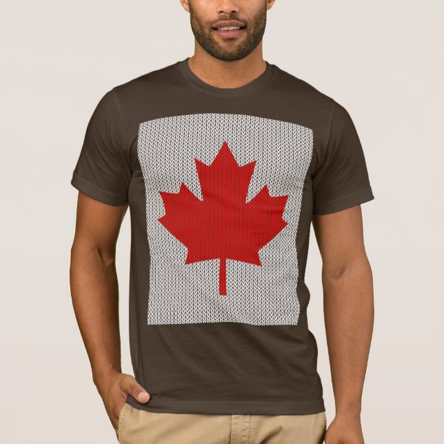 Knit Style Maple Leaf Knitting Motiv T-Shirt (Vorderseite)