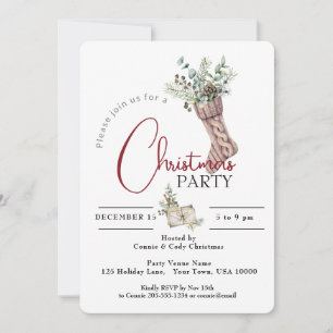 KNITTED CHRISTMAS STRUMPF MIT GRÜNTÖNEN PARTY EINLADUNG