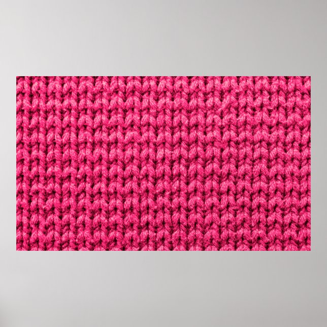 Knitted pink background. Yarn texture. Vertical kn Poster (Vorne)