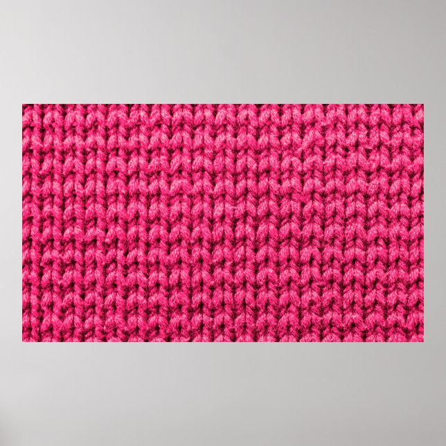 Knitted pink background. Yarn texture. Vertical kn Poster (Vorne)