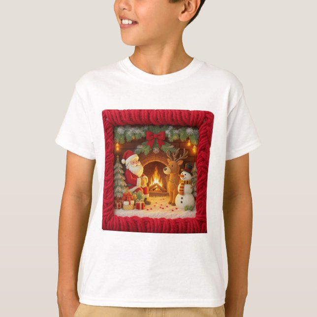 Knitted Reindeer Christmas T-Shirt  (Devant)