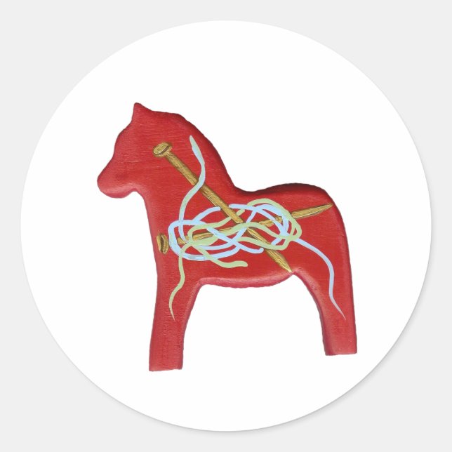 Knitter Dala Horse Sticker (Vorderseite)