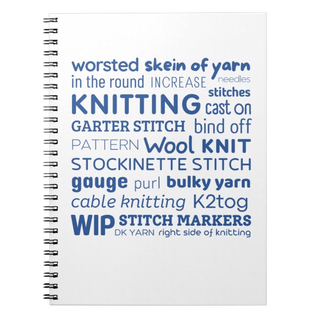 Knitter-Notebook - Knitter's Word Collage Notizblock (Vorderseite)
