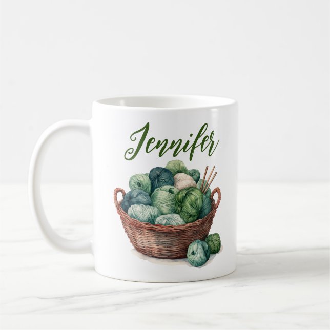 Knittergarn, personalisierte Kaffeeknittergeschenk Kaffeetasse (Links)