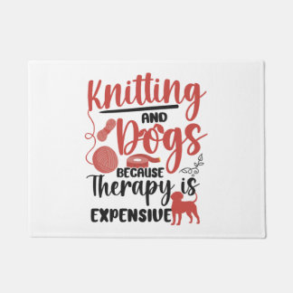 Knitterhund knetend und fußmatte