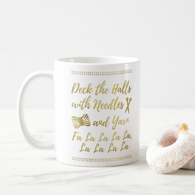 Knittern ・ Decke the Halls Yarn & Crafts Imitate G Kaffeetasse (Mit Donut)