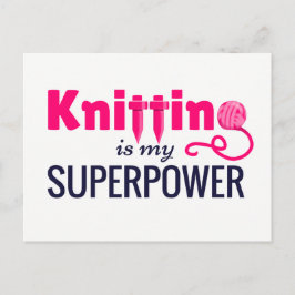 Knittern ist meine Supermacht in Rosa Postkarte