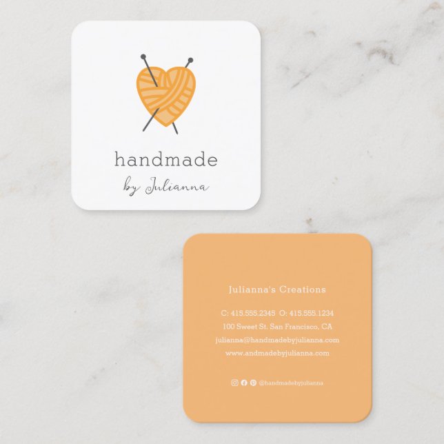 Knittern kleiner Visitenkarten Quadratische Visitenkarte (Vorne/Hinten)