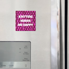 Knittern macht mich glücklich rosa Garne Magnet