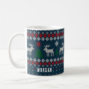 Knittern Muster Weihnachtsbaumen Hirsche Custom Kaffeetasse