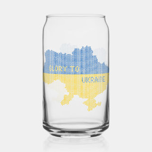 Knittern ukrainischer Staat Landkarte Text Ruhm an Dosenglas