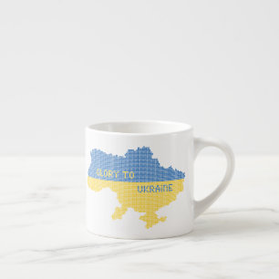 Knittern ukrainischer Staat Landkarte Text Ruhm an Espressotasse