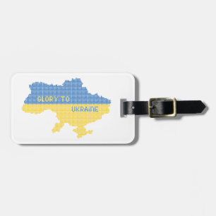 Knittern ukrainischer Staat Landkarte Text Ruhm an Gepäckanhänger