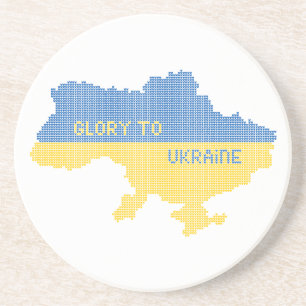 Knittern ukrainischer Staat Landkarte Text Ruhm an Getränkeuntersetzer