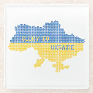 Knittern ukrainischer Staat Landkarte Text Ruhm an Glasuntersetzer