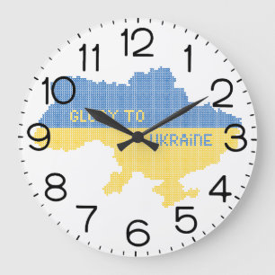 Knittern ukrainischer Staat Landkarte Text Ruhm an Große Wanduhr