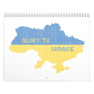Knittern ukrainischer Staat Landkarte Text Ruhm an Kalender
