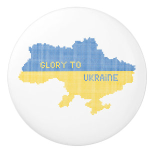 Knittern ukrainischer Staat Landkarte Text Ruhm an Keramikknauf