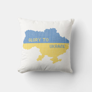 Knittern ukrainischer Staat Landkarte Text Ruhm an Kissen