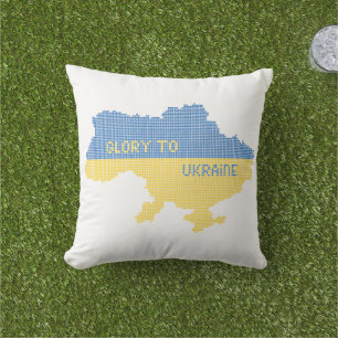 Knittern ukrainischer Staat Landkarte Text Ruhm an Kissen