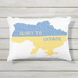 Knittern ukrainischer Staat Landkarte Text Ruhm an Kissen Für Draußen