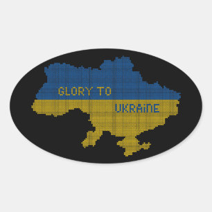 Knittern ukrainischer Staat Landkarte Text Ruhm an Ovaler Aufkleber