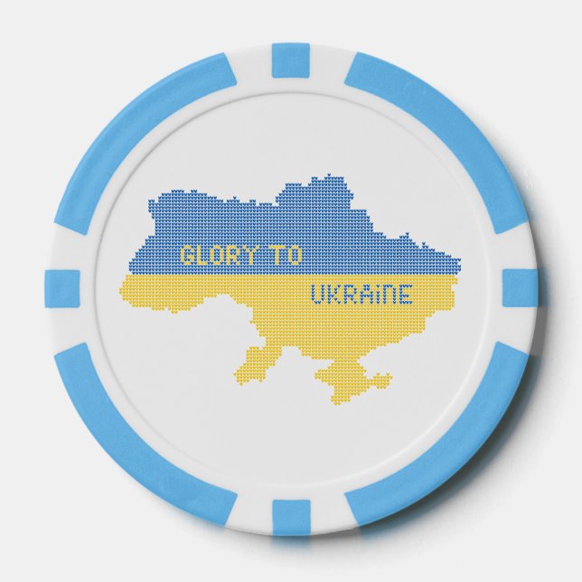 Knittern ukrainischer Staat Landkarte Text Ruhm an Pokerchips (Vorderseite)
