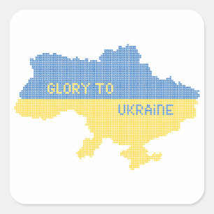 Knittern ukrainischer Staat Landkarte Text Ruhm an Quadratischer Aufkleber