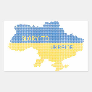 Knittern ukrainischer Staat Landkarte Text Ruhm an Rechteckiger Aufkleber