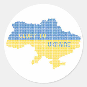 Knittern ukrainischer Staat Landkarte Text Ruhm an Runder Aufkleber