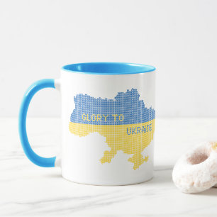 Knittern ukrainischer Staat Landkarte Text Ruhm an Tasse